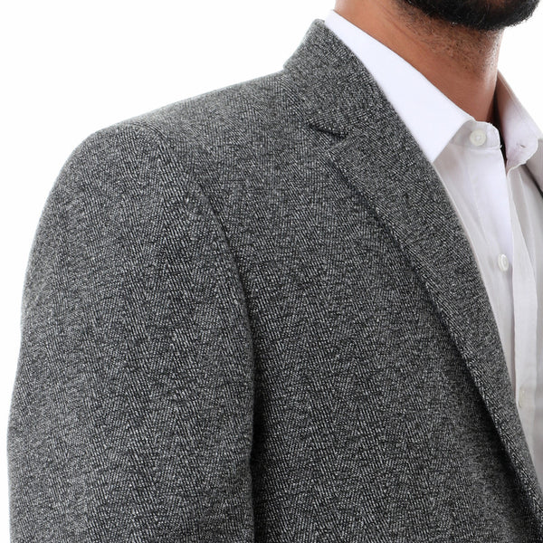 elegant slim notched lapel blazer - heather dark grey
