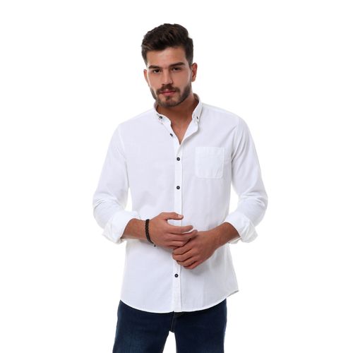 full sleeves plain buttoned shirt - white