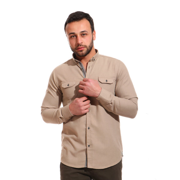 full buttoned long sleeves shirt - beige