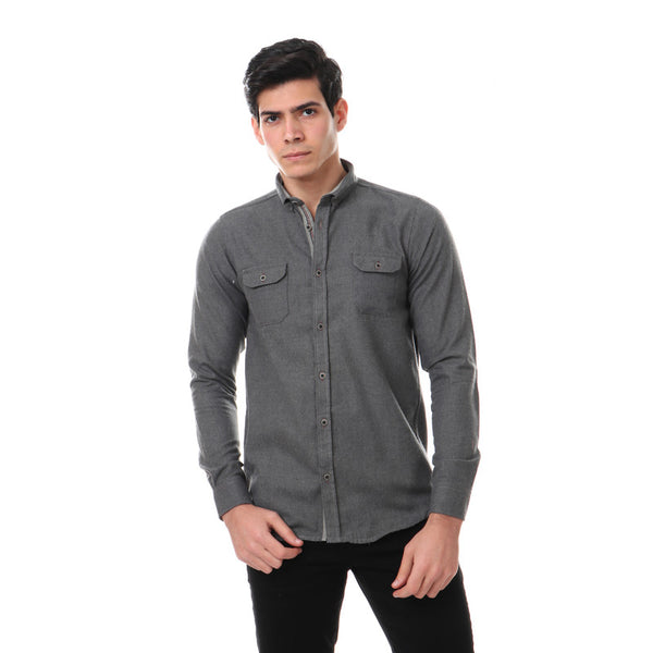 full buttoned long sleeves shirt - grey