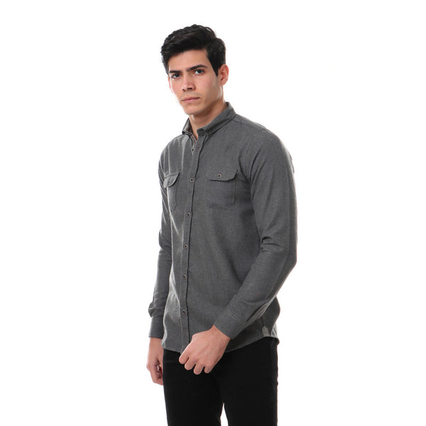 full buttoned long sleeves shirt - grey