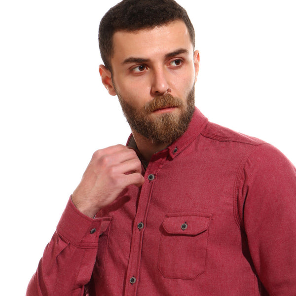 full buttoned long sleeves shirt - heather red