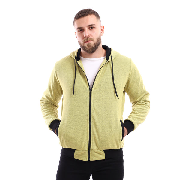 Internal Fur Hooded Zipped Jacket - Lime Green
