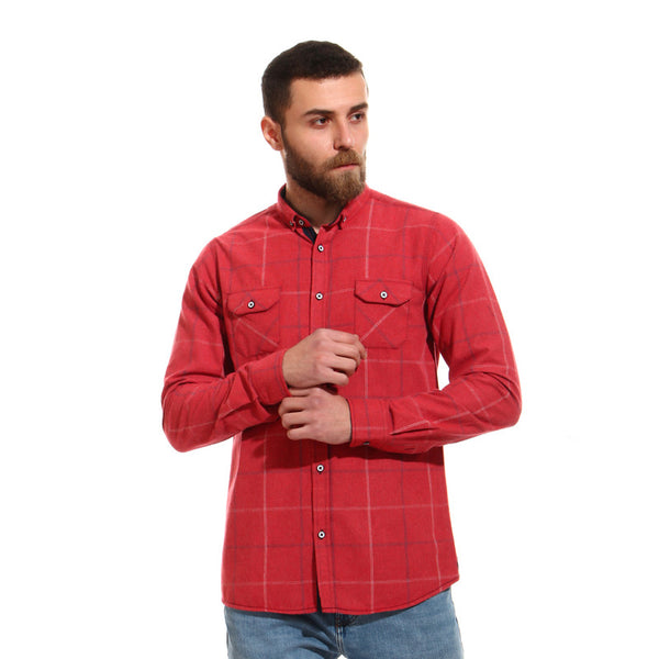 winter plaids cotton shirt - heather red