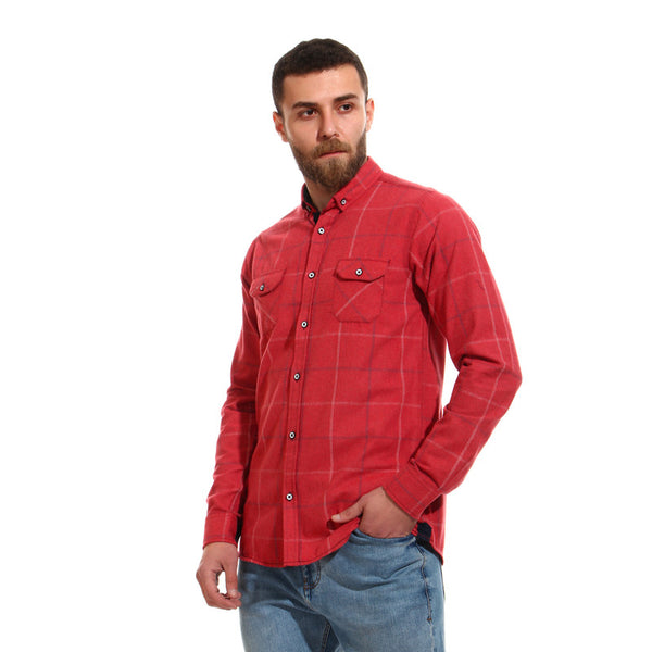 winter plaids cotton shirt - heather red