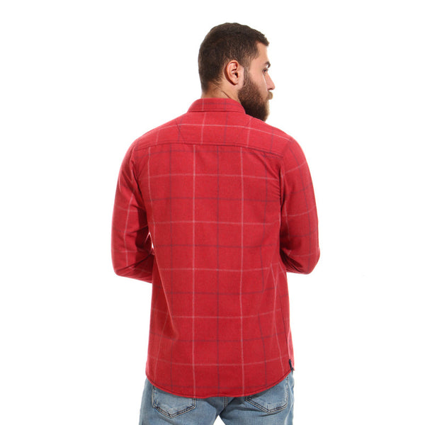 winter plaids cotton shirt - heather red