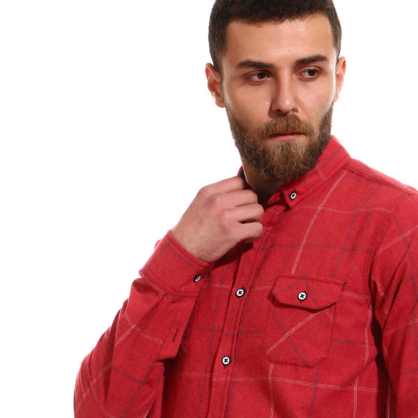 winter plaids cotton shirt - heather red