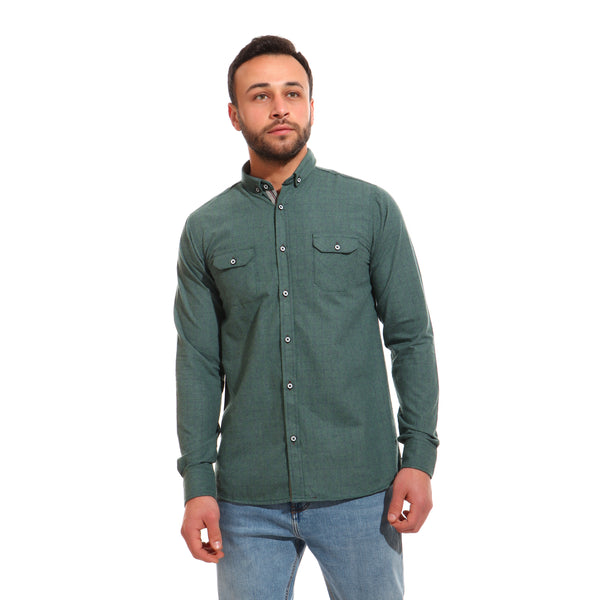 winter plain cotton shirt - green