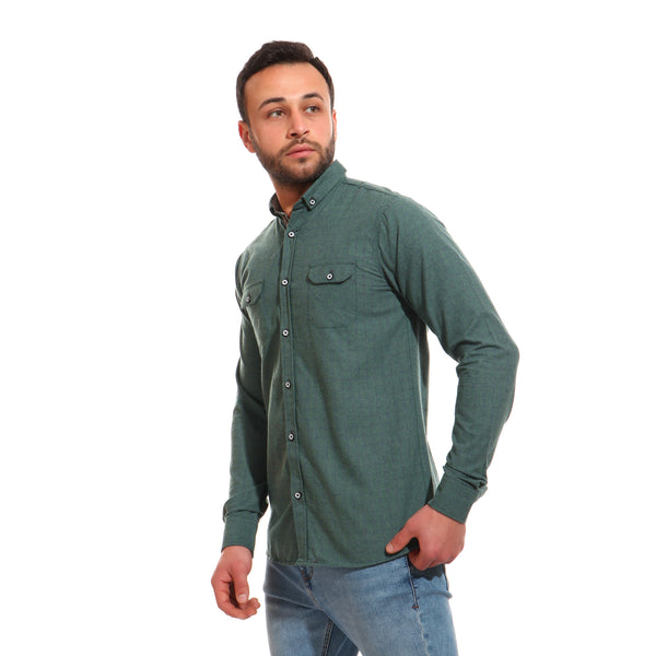 winter plain cotton shirt - green