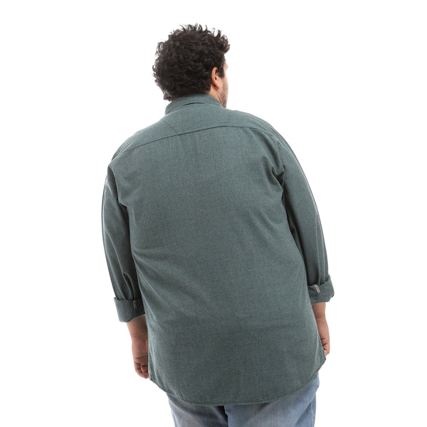 solid plus size shirt with chest pockets - olive