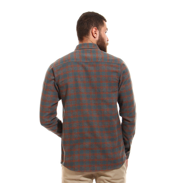 tartan front pockets winter shirt - grey- green - orange