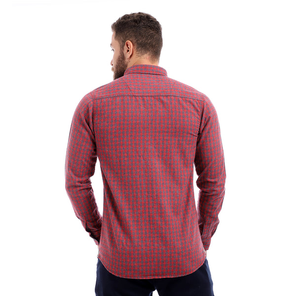 Long Sleeves Casual Shirt - Red & Navy