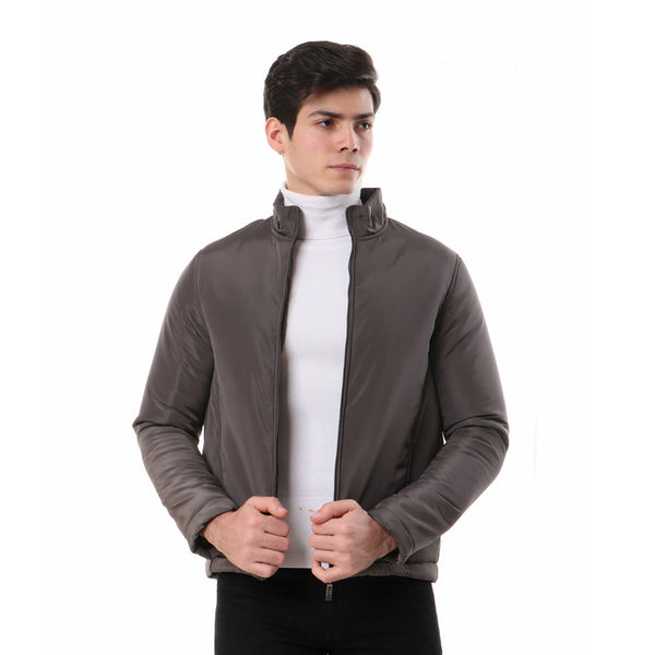 waterproof zipper full sleeves jacket - grey