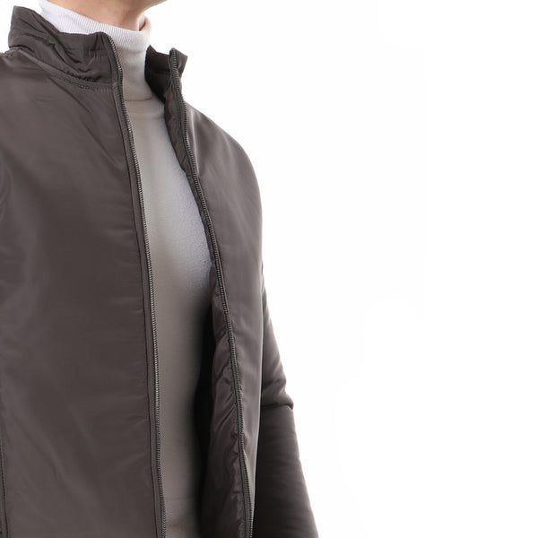 waterproof zipper full sleeves jacket - grey