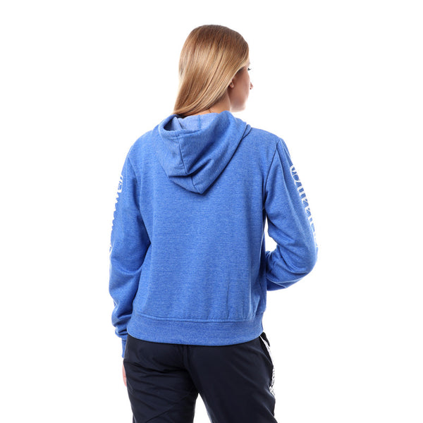 "Love Is The Answer" Printed Hoodie - Heather Blue