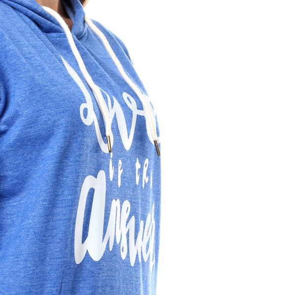 "Love Is The Answer" Printed Hoodie - Heather Blue