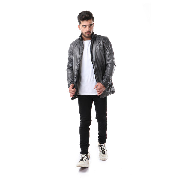 Fashionable Zipper Jacket - Dark Grey