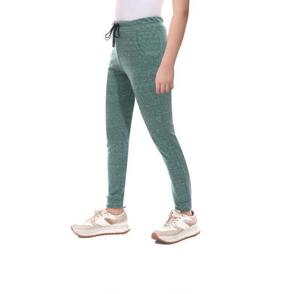 Elastic Waist Heather Green Girls Pants