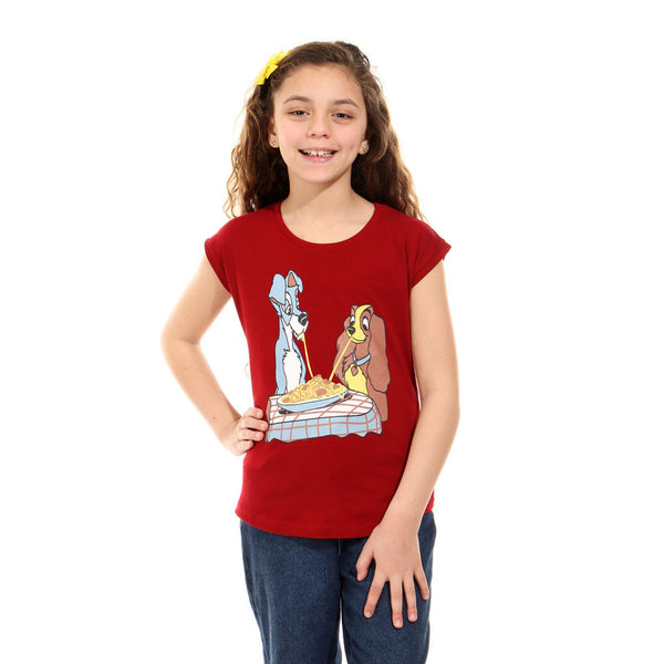 lady and the tramp printed t-shirt   dark red