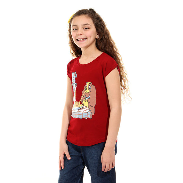 lady and the tramp printed t-shirt   dark red