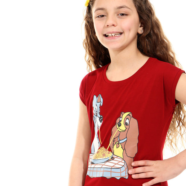 lady and the tramp printed t-shirt   dark red