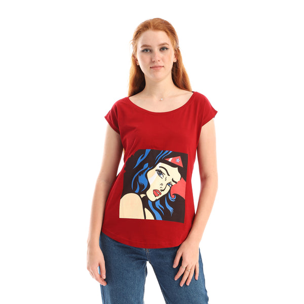 wonder woman printed t-shirt for women   dark red