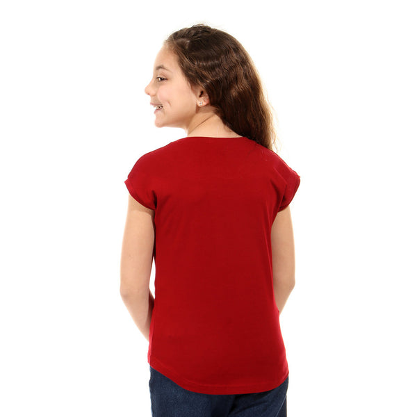 simpa printed t-shirt   dark red