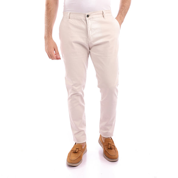 Gabardine Beige Casual Pants