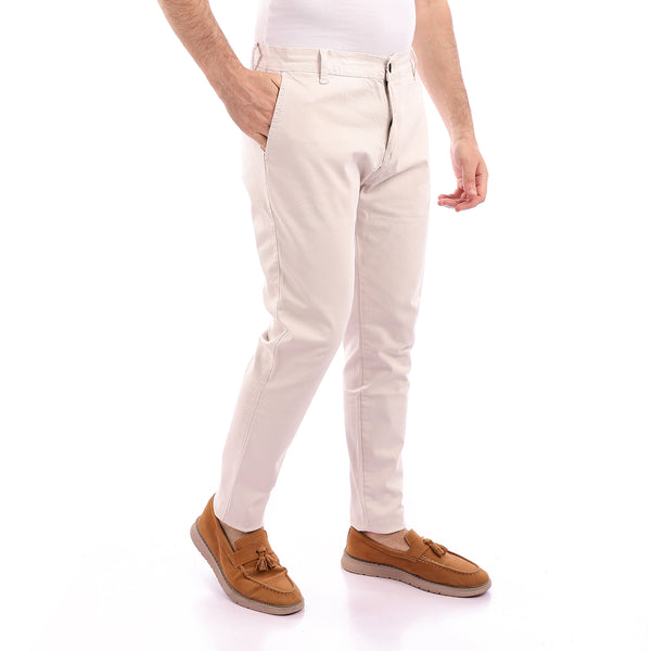 Gabardine Beige Casual Pants