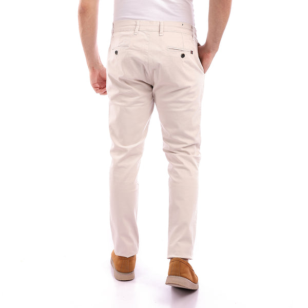 Gabardine Beige Casual Pants