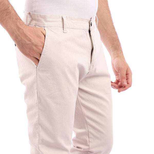 Gabardine Beige Casual Pants