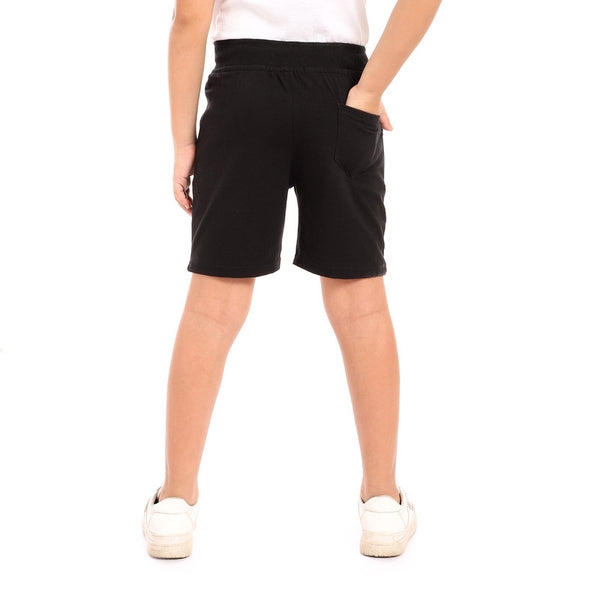 cotton elastic waist comfy short - black