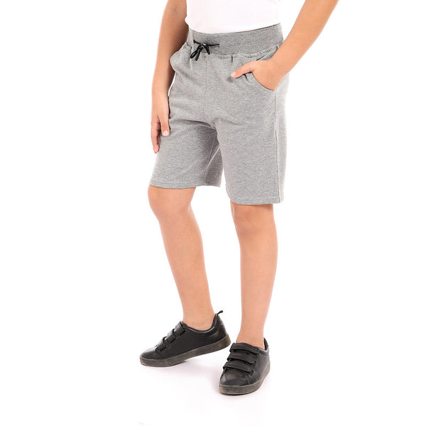 cotton elastic waist comfy short - light grey