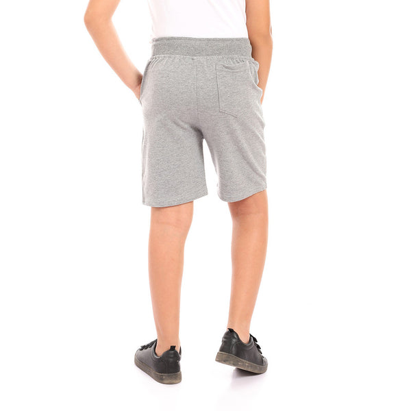 cotton elastic waist comfy short - light grey