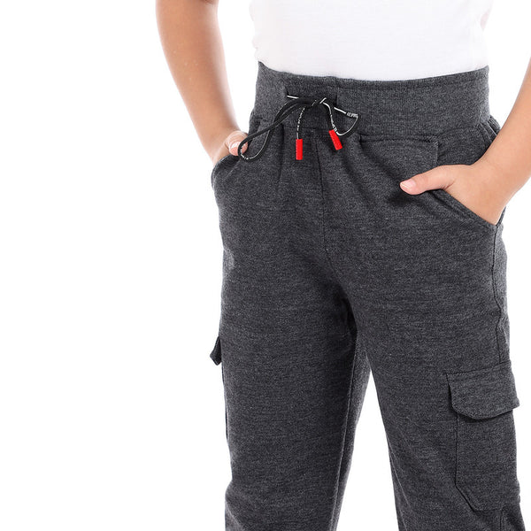 side pocket boys comfy pants - dark grey