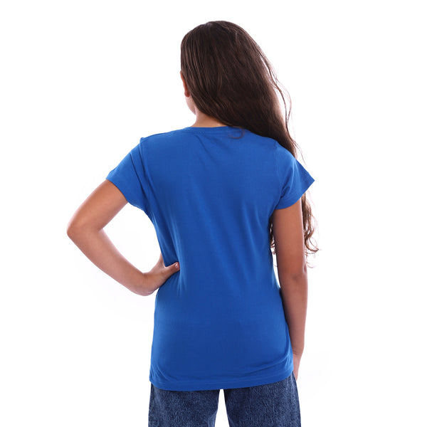 Girls Embroidered "Girls Power" Blue Tee