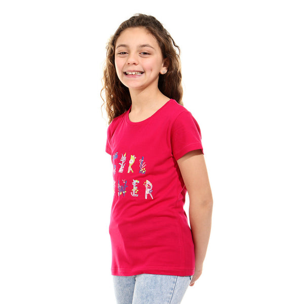 girls power short sleeves girls t-shirt - fuchsia