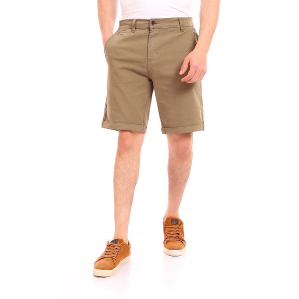 regular fit gabardine summer short - olive