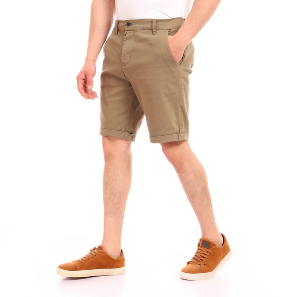 regular fit gabardine summer short - olive