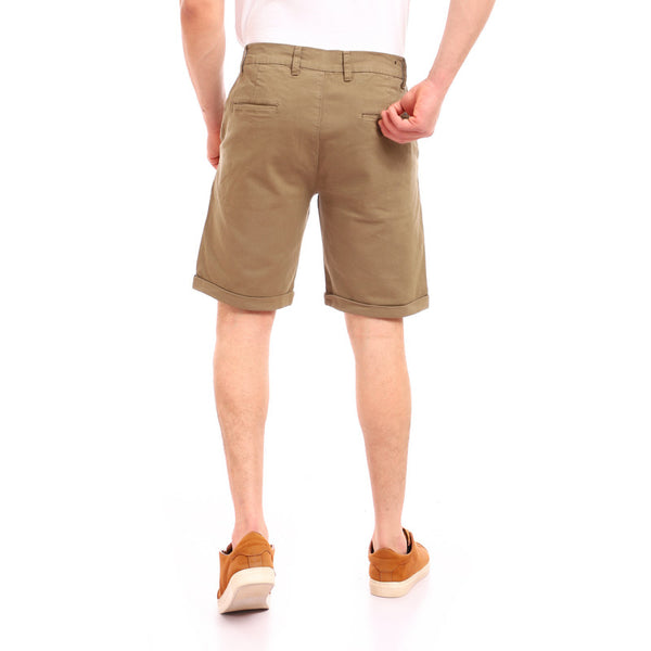 regular fit gabardine summer short - olive