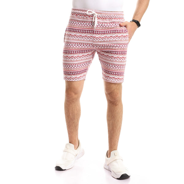slip_on_elastic_waist_geometric_coral_-_dark_purple_shorts