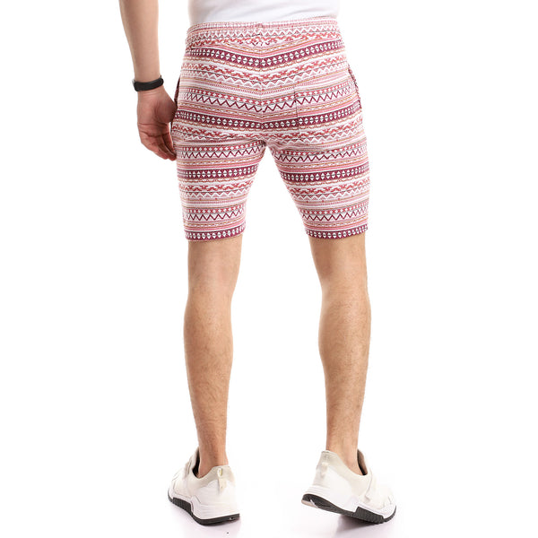 slip_on_elastic_waist_geometric_coral_-_dark_purple_shorts