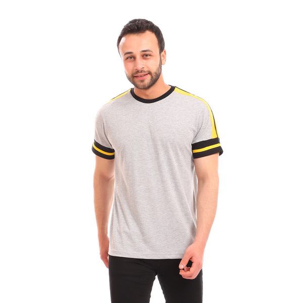 casual round short sleeves t-shirt - heather light grey