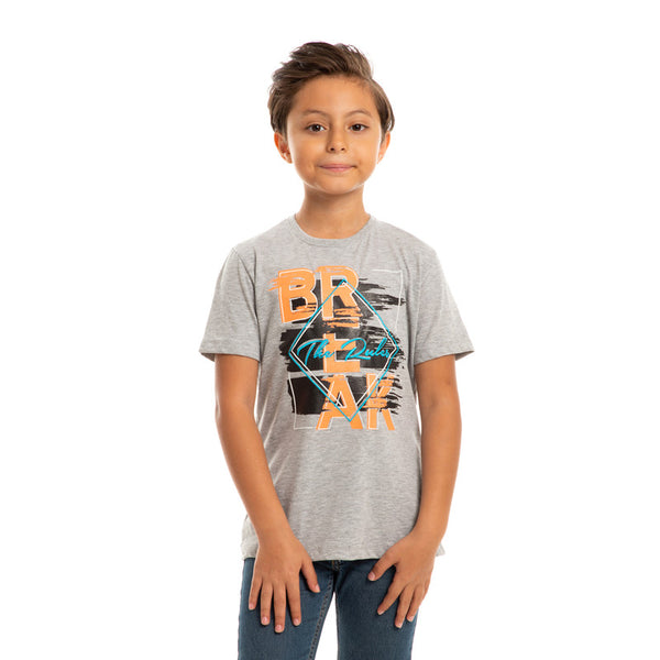 boys break the rules heather grey round tee