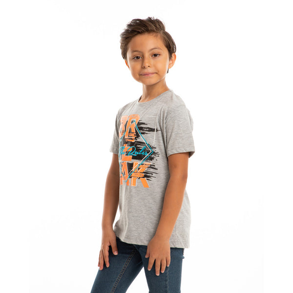 boys break the rules heather grey round tee