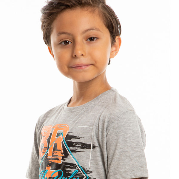 boys break the rules heather grey round tee