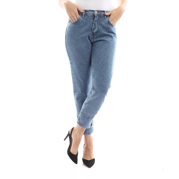Trendy Solid Stone Wash Boyfriend Jeans