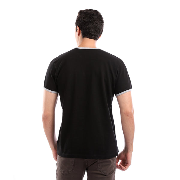 Side Stitch Pique T-Shirt - Black