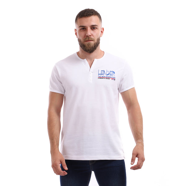 Side Stitch Pique White T-Shirt