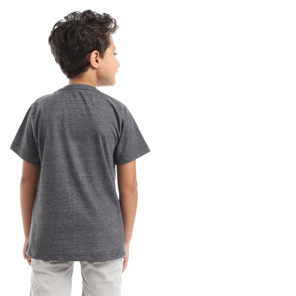 Boys "Never Quit" Printed Casual Charcol Grey Tee